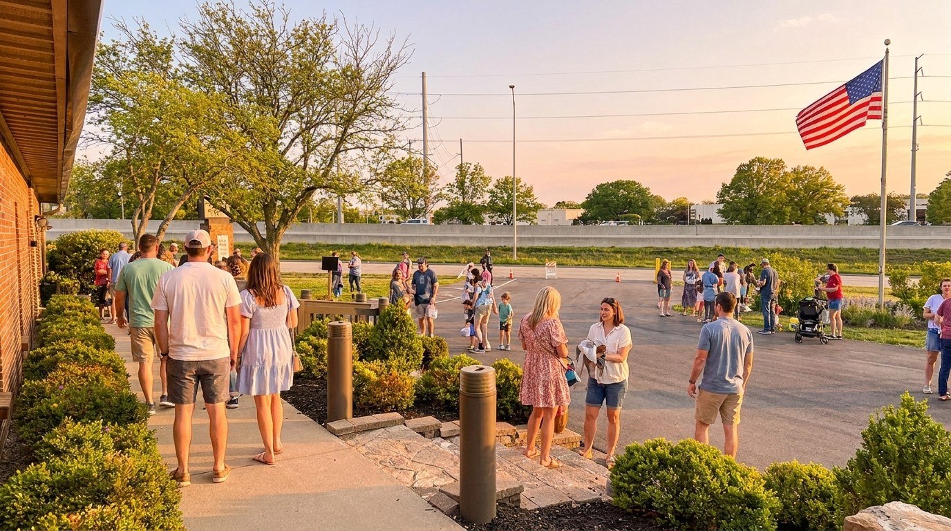 Gathering outside Providence on a Sunday evening
